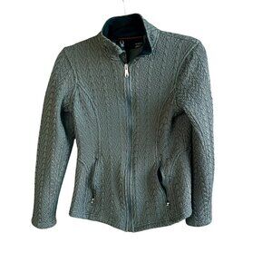 Spyder Gray Cable Core Fleece Lined Full Zip Ski Sweater Size Medium